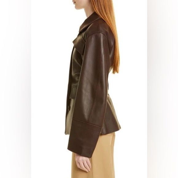 Vince 100% Lamb Leather Safari Jacket in Brown, Size M New w/Tag Retail $1495 - Picture 5 of 16